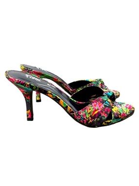 Fioni Floral Knotted Bow Open Toe Heels Size 8 NWOT